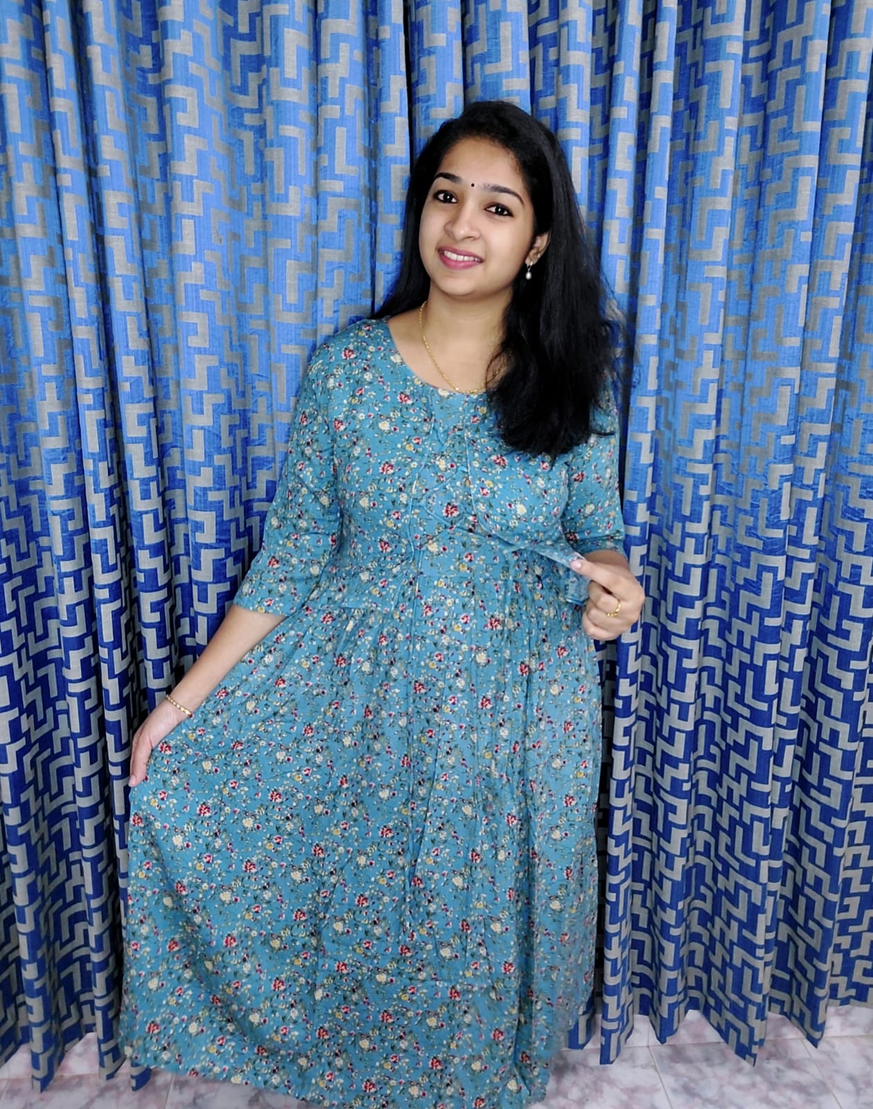 Grey Maternity Kurta in Cotton 6060 Fabric  Length 42  Sukriti Store