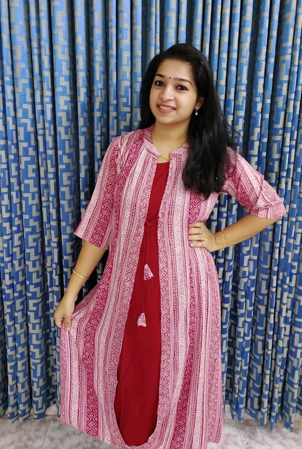 Maternity/Long Jacket/Feeding KurtisDeep Maroon Priya's Magic World