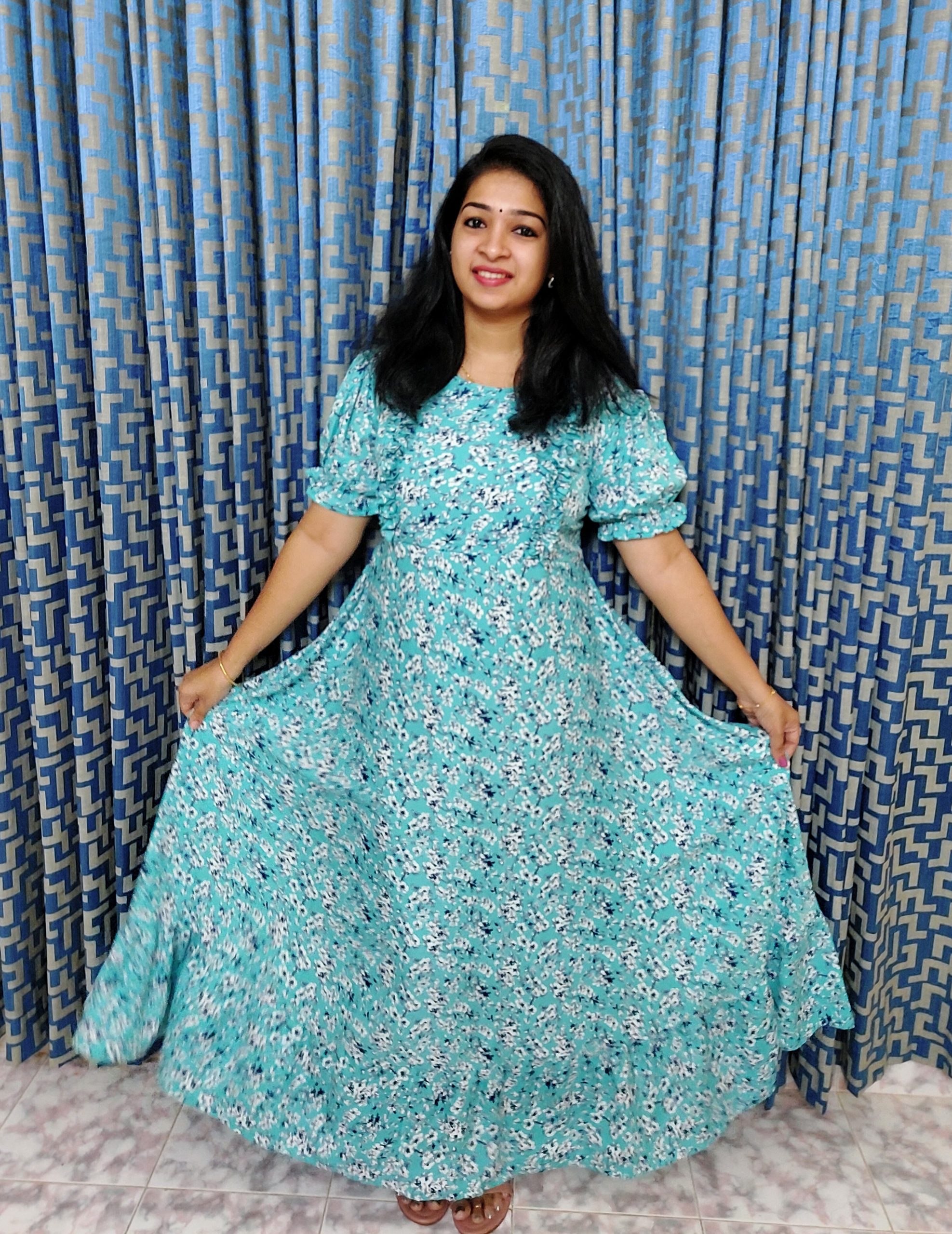 Best Readymade Blue Color Long Anarkali Kurti For Bride.