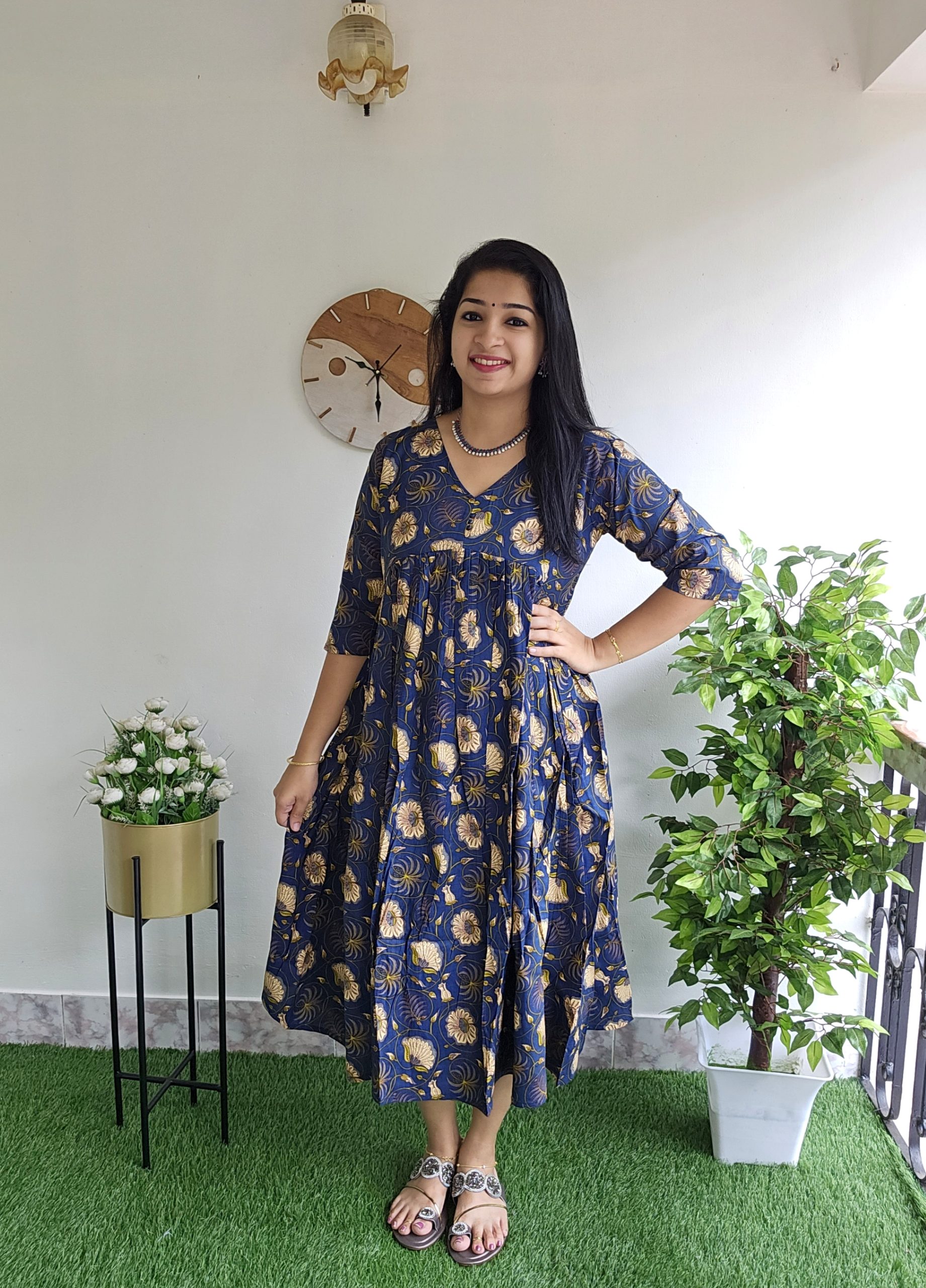 Normal/Pure Cotton/Frocks-NAVY BLUE – Priya's Magic World