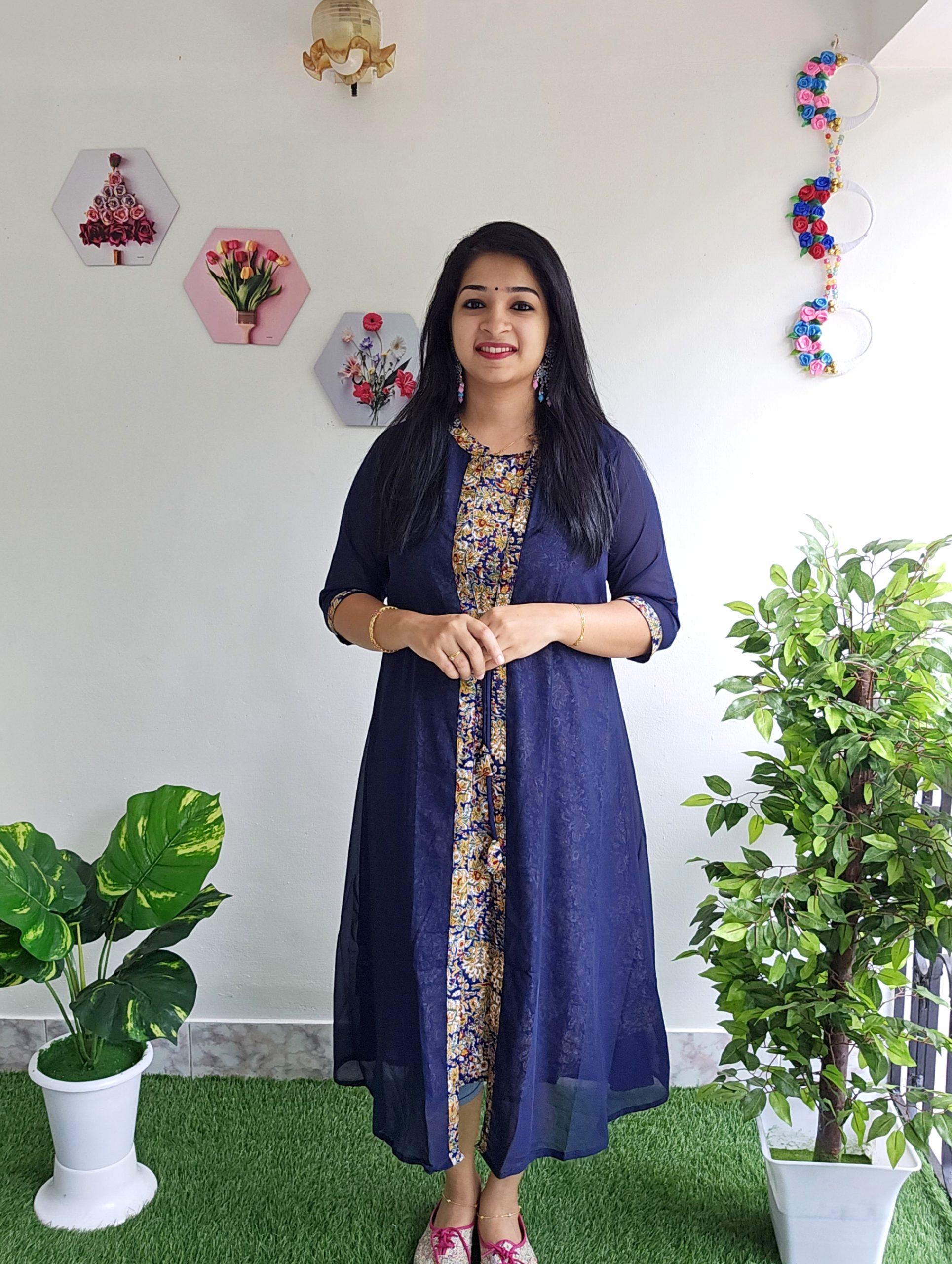 Normal/Attached Long Jacket/-NAVY BLUE – Priya's Magic World