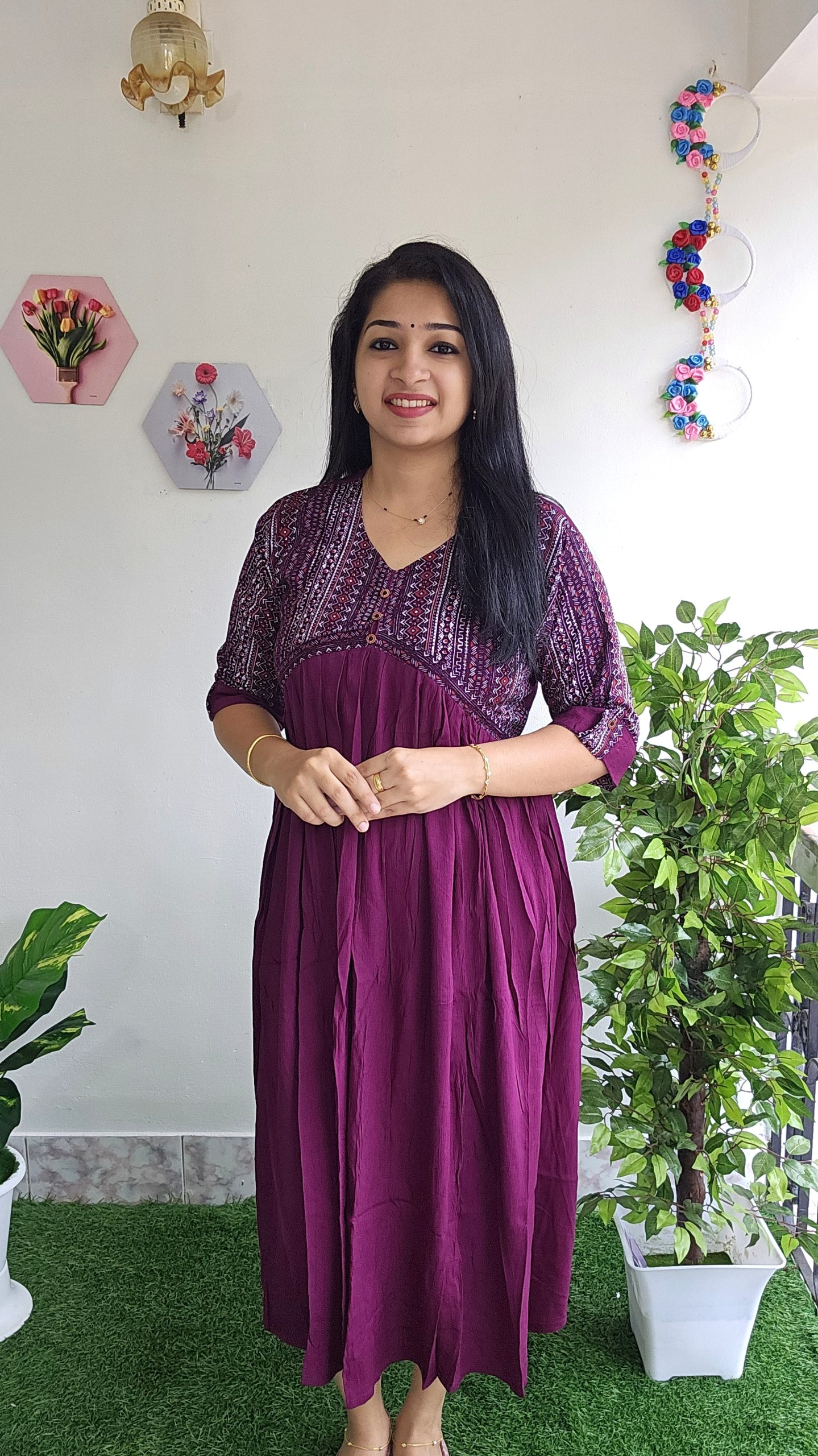 Normal/Alia Cut kurtis-WINE – Priya's Magic World