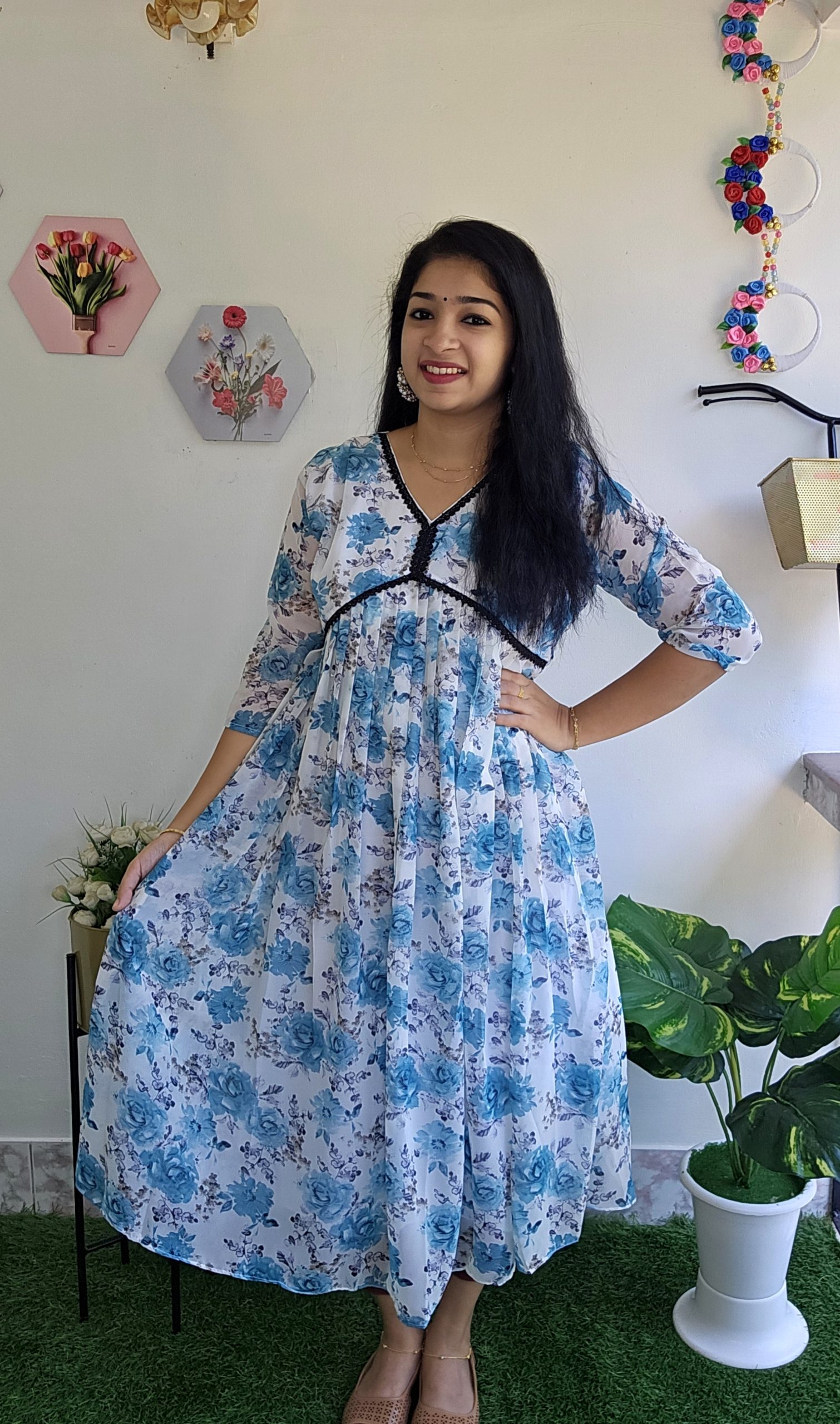 Normal/Alia Cut/ kurtis-SEA BLUE – Priya's Magic World