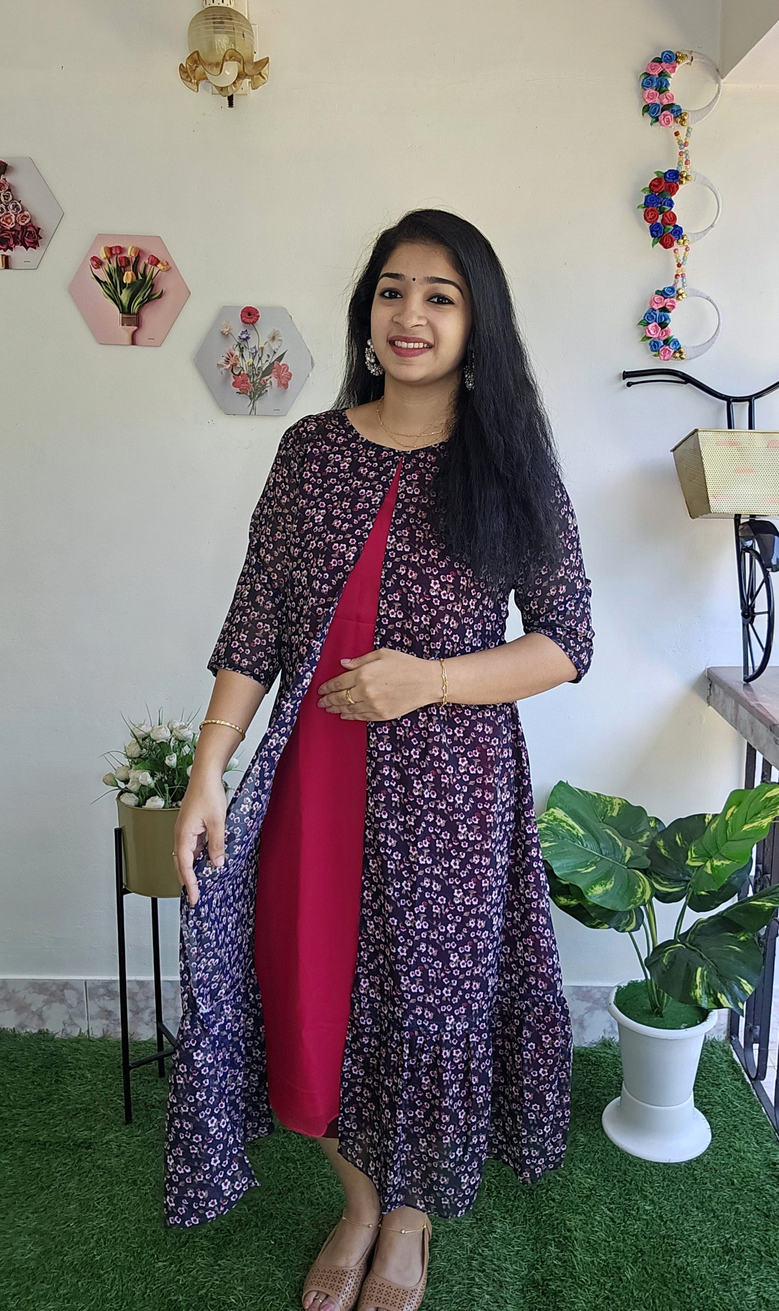 Feeding/Attached Long Jacket Kurtis-RANI PINK – Priya's Magic World