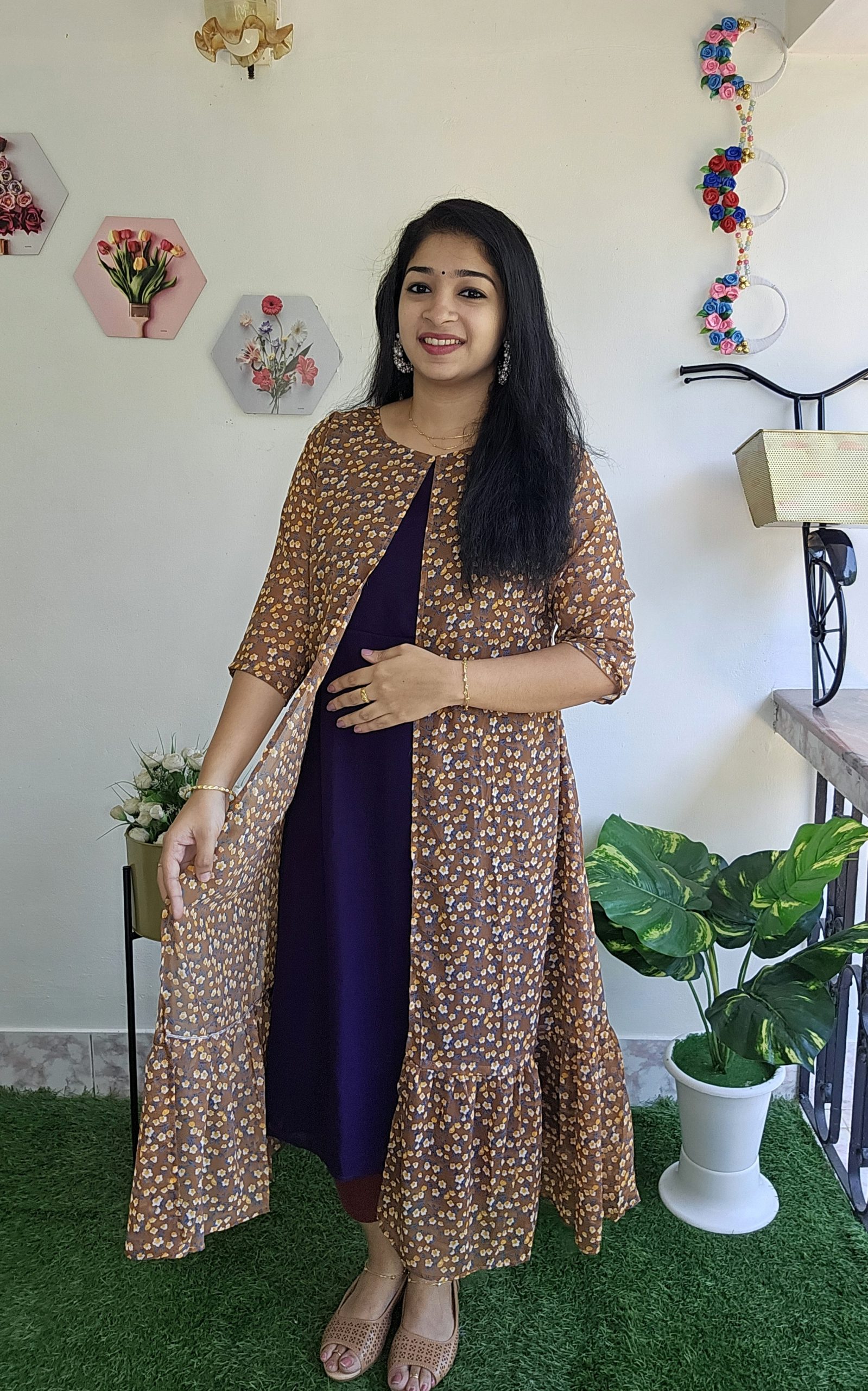 Feeding/Attached Long Jacket Kurtis-PINK+RAMAGREEN – Priya's Magic World