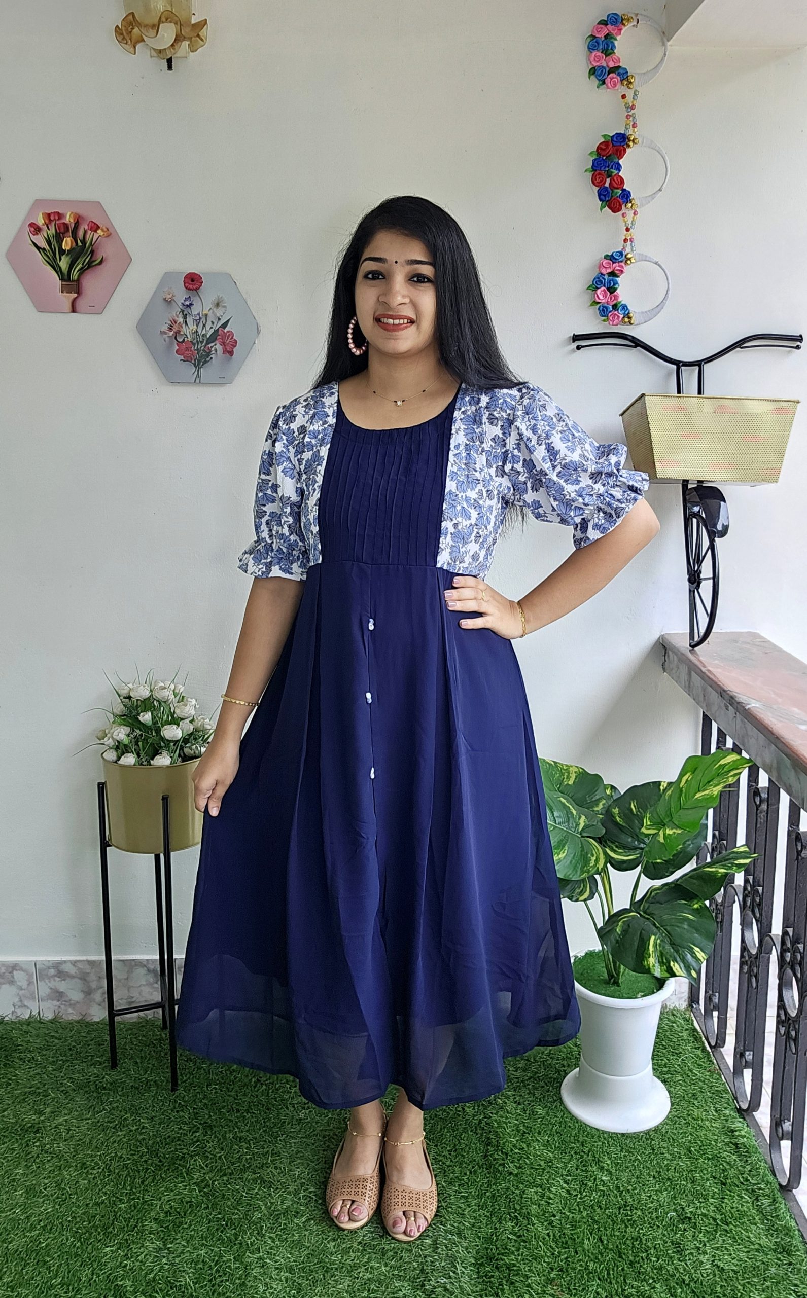 Normal Pintex Yoke  Kurtis-navy Blue – Priya's Magic World