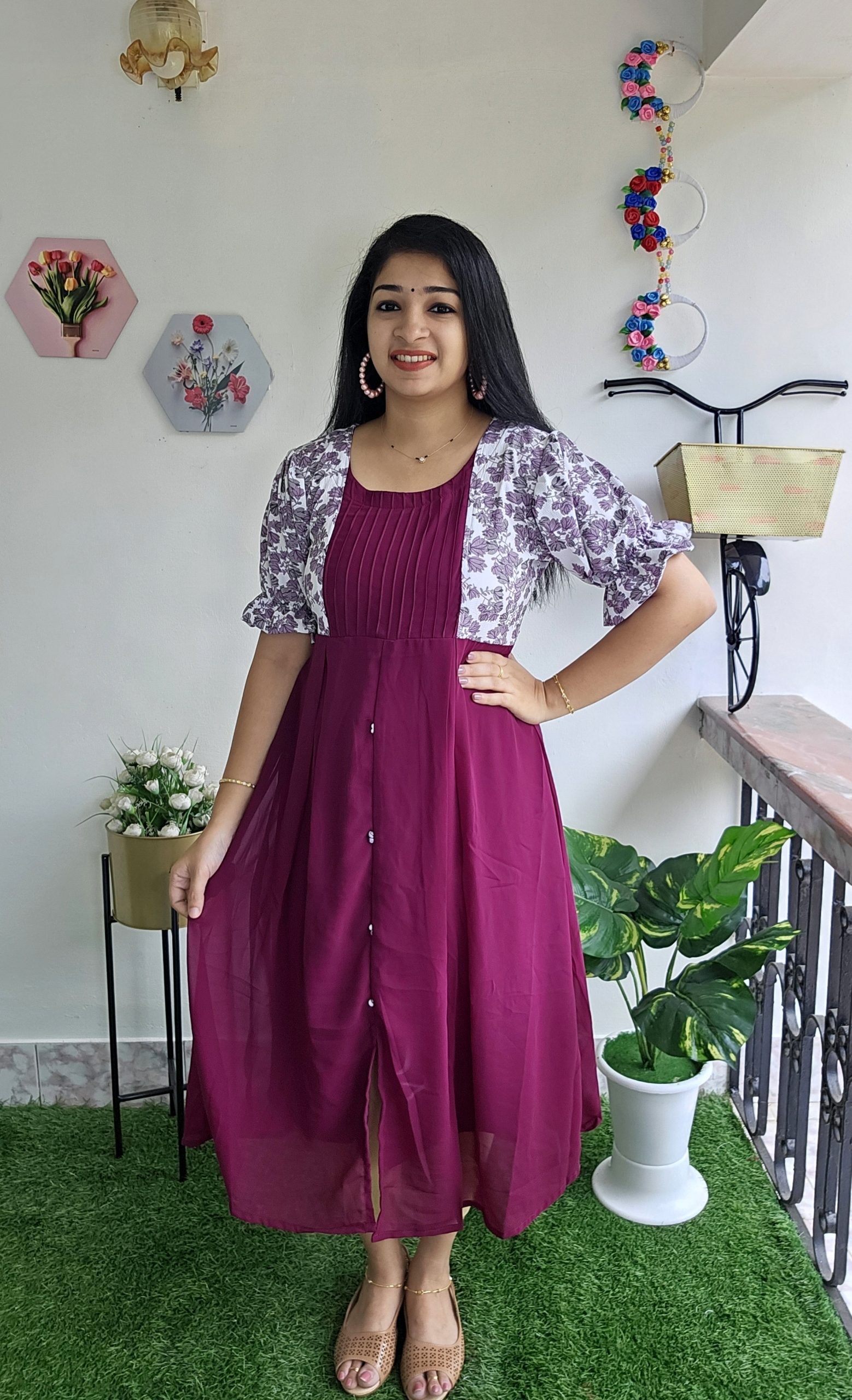 Normal/Pintex yoke/ Kurtis-WINE – Priya's Magic World