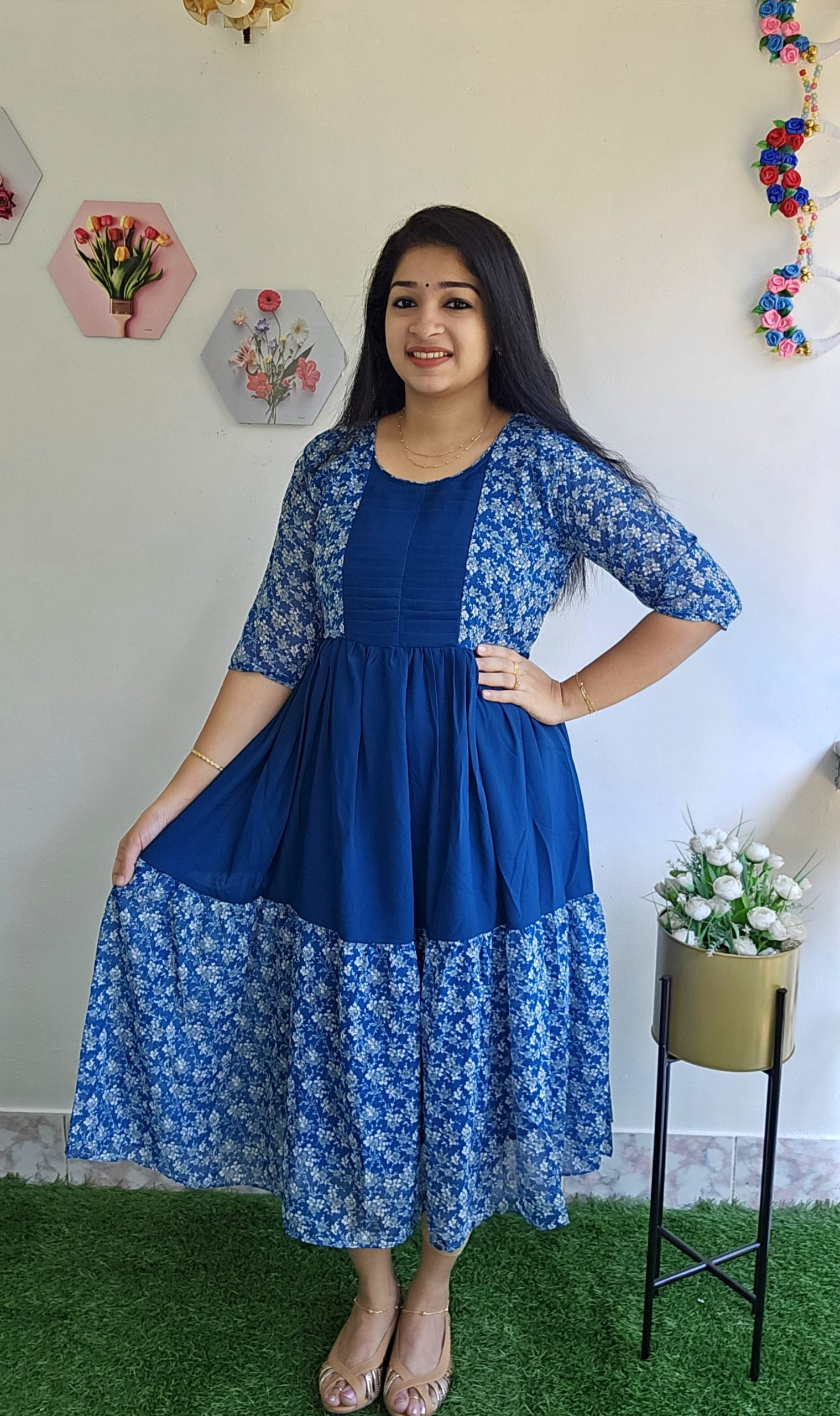 Normal/Pintex yoke/ Kurtis-TEAL BLUE – Priya's Magic World