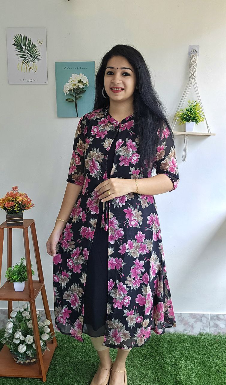 Feeding/Attached Long Jacket Kurtis-ROSE – Priya's Magic World