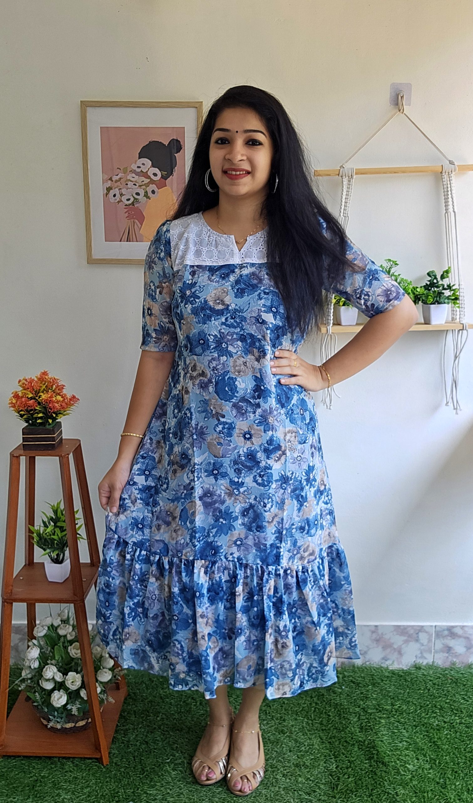 Normal /Stylish Frock Model Kurtis-TEAL BLUE – Priya's Magic World