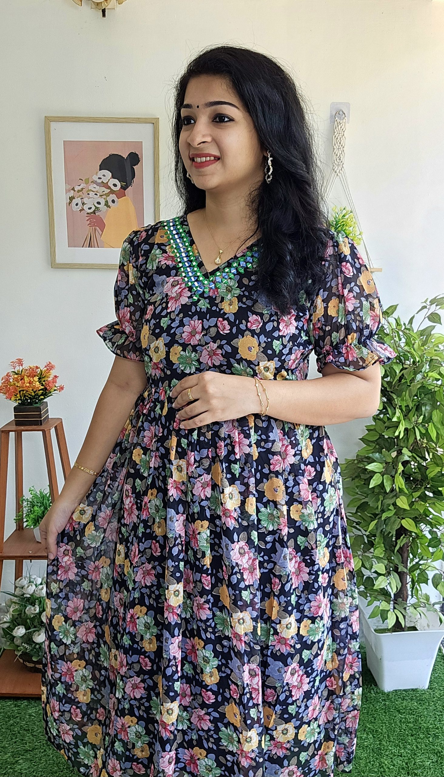 Normal Kurti/Mirror Work-BLACK – Priya's Magic World