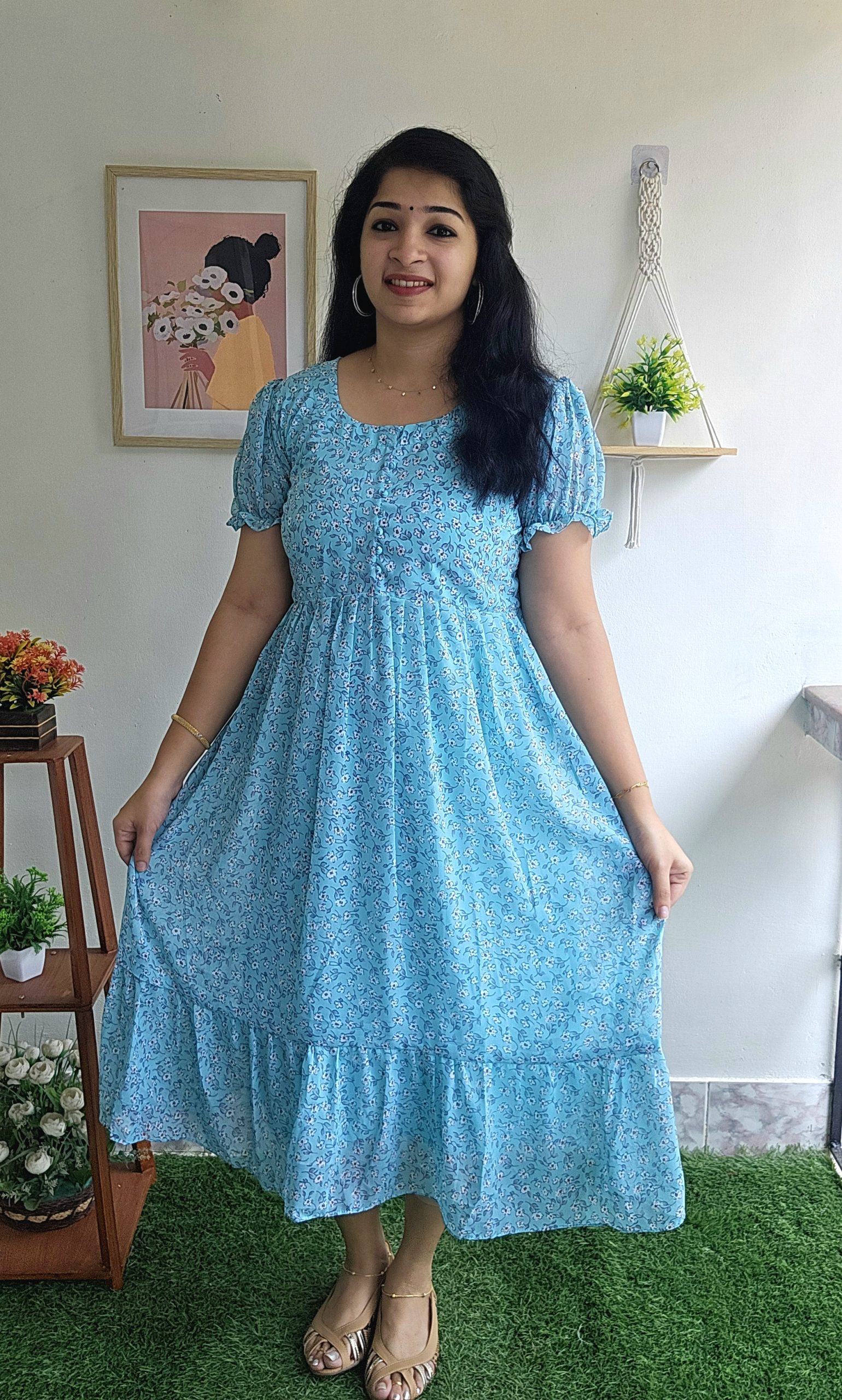 Normal/Stylish/Frock Model Kurtis-CYAN BLUE – Priya's Magic World