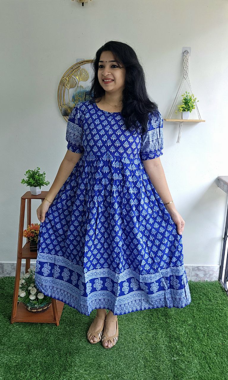 Feeding/Cotton/Home wears/frock model kurtis-BLUE – Priya's Magic World