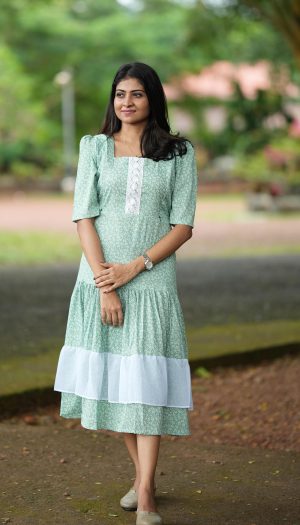 Maternity/Feeding Stylish Frock Model Kurtis-LIGHT PISTA GREEN