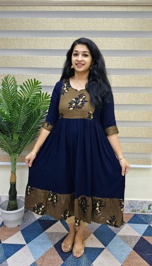 Maternity/Feeding Stylish Frock Model Kurtis-NAVY BLUE